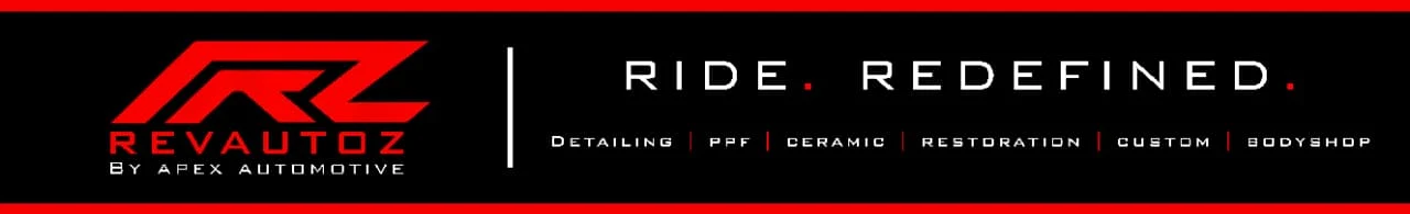 Revautoz signage — Ride. Redefined. Detailing, PPF, Ceramic, Restoration, Custom, Bodyshop